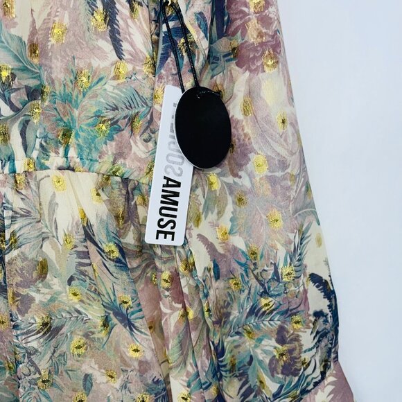 Amuse Society Eva Luna Floral Chiffon Long-Sleeve Mini Dress Size S - Picture 7 of 14